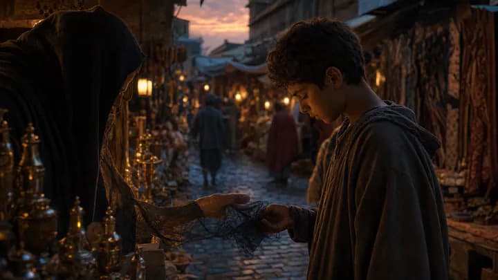The Boy Who Traded Shadows at Dusk Market